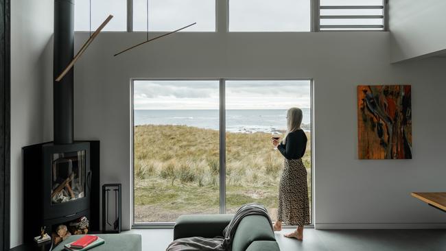 While there’s no television, a deliberate decision, the simple act of staring out the huge windows at the ever-changing sea is viewing enough.