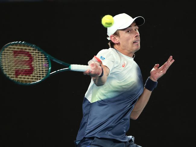 Alex de Minaur’s booming forehands lacked the sting of Sinner’s. Picture: AFP