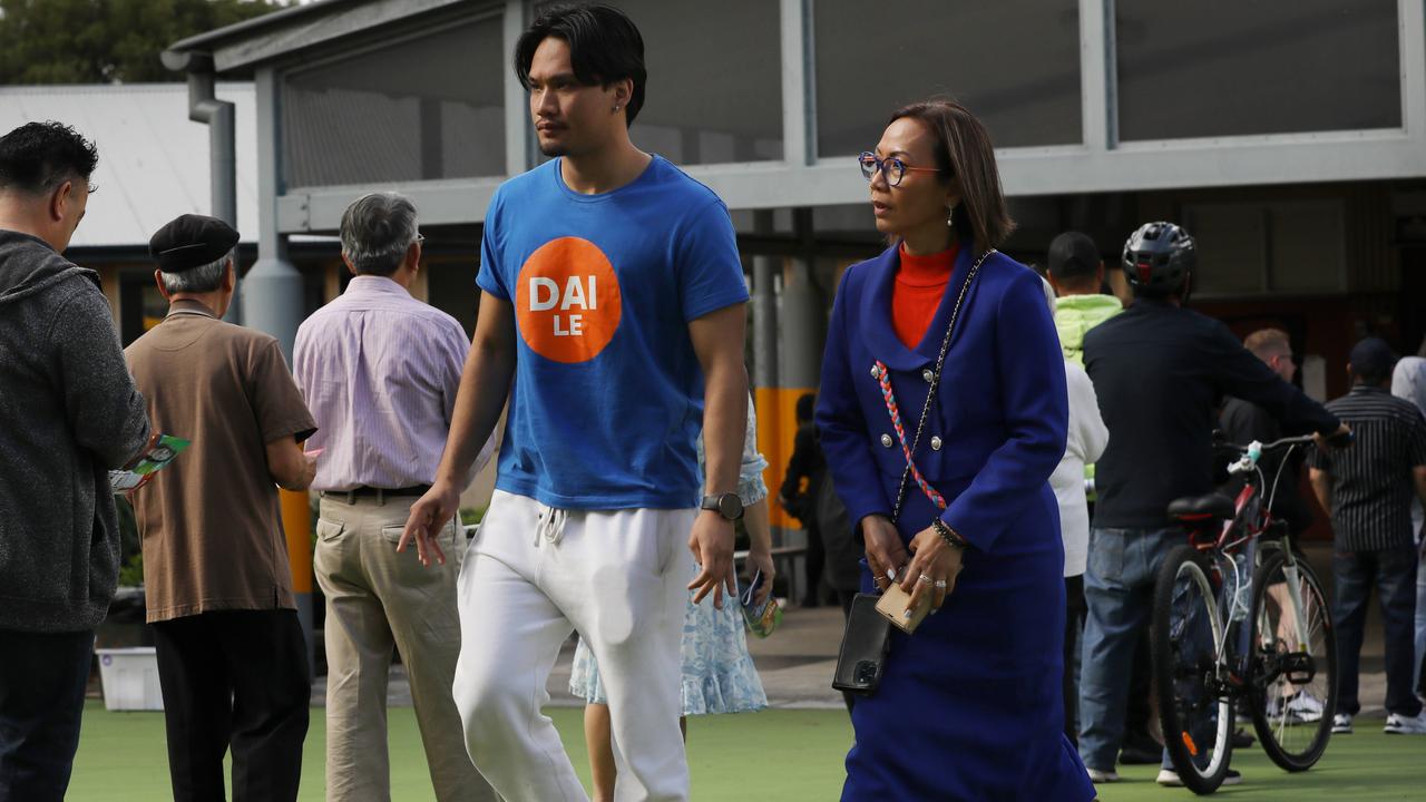 Dai Le and her son Ethan on election day. Picture: Jane Dempster