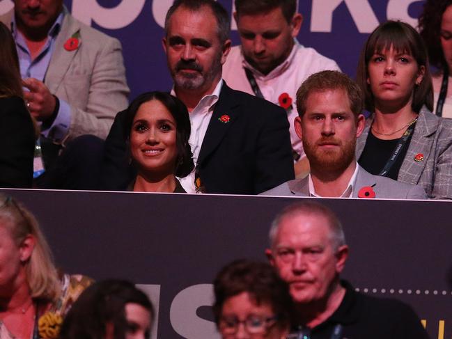 Closing Ceremony of the 2018 Invictus Games in Homebush, Sydney. HRH Prince Harry and Duchess Meghan pictured as the ceremony starts. Picture: Sam Ruttyn