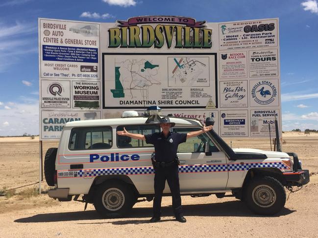 Senior Constable Stephan Pursell when he first arrived in Birdsville nine years ago. Picture: Supplied