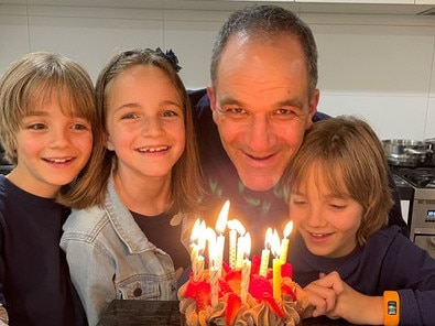 Business NSW CEO Dan Hunter and his triplets. Picture: Supplied