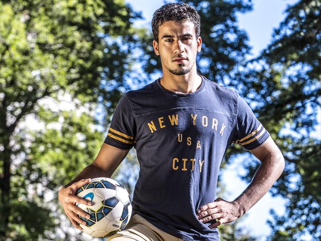 Bahraini footballer Hakeem aloraibi is pictured in the Flagstaff Gardens, Melbourne,Australia.Picture:Ian Currie