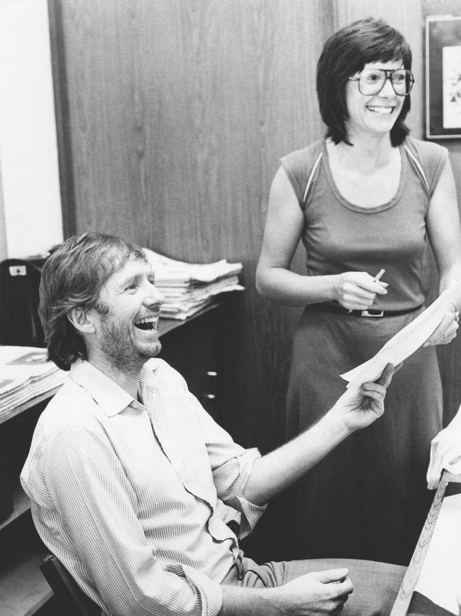 Hugh Lunn and Lee Watters in The Australian’s Brisbane Bureau, 1980s