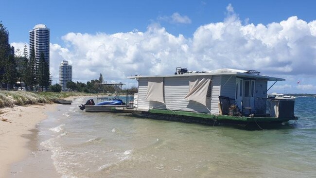 A houseboat on the Broadwater at Biggera Waters. Picture: Warren Jopson