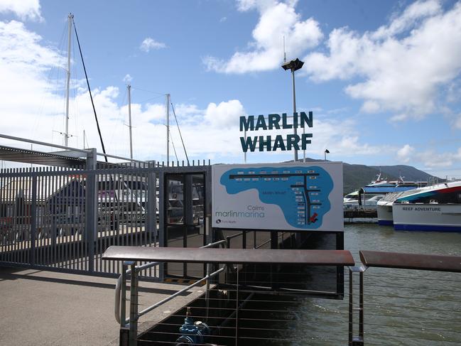 The closed reef fleet terminal and wharf at the Cairns Marlin Marina. Picture: Brendan Radke