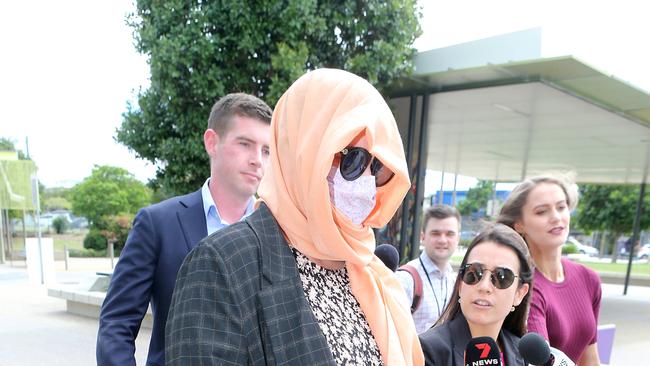 Bennett hurriedly left court in sunglasses, a mask and scarf after her sentencing was adjourned for a week. She did not speak to media outside. Picture: NCA NewsWire / Richard Gosling