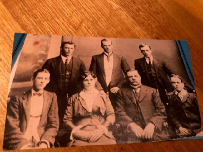 The Hawkesford family, c. 1914. Brothers Sydney, Milford, Horace, and Belbin would all go on to serve in World War I. Donald, far right, was the exception, being too young. Picture: Supplied