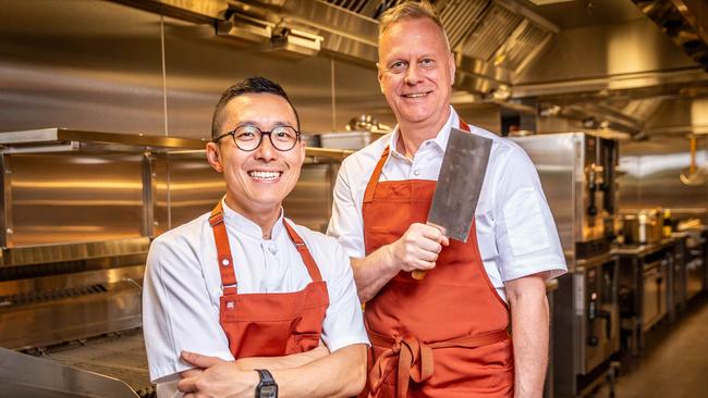 Melbourne chef Michael Lambie is opening his first CBD restaurant since Lucy Liu next week called Juni, with head chef Hendri Budiman. Picture: Jake Nowakowski