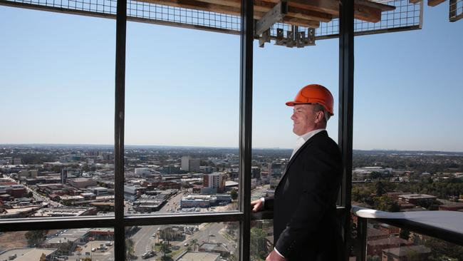 Addisons Advisory Group managing director Angus Algie takes in the panoramic view of western Sydney from the 30th floor of the new Skyhaus development in Liverpool.