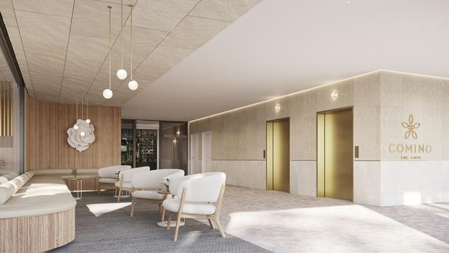 Lobby – 'Comino' luxury residential apartments at The Cove in Pelican Waters.