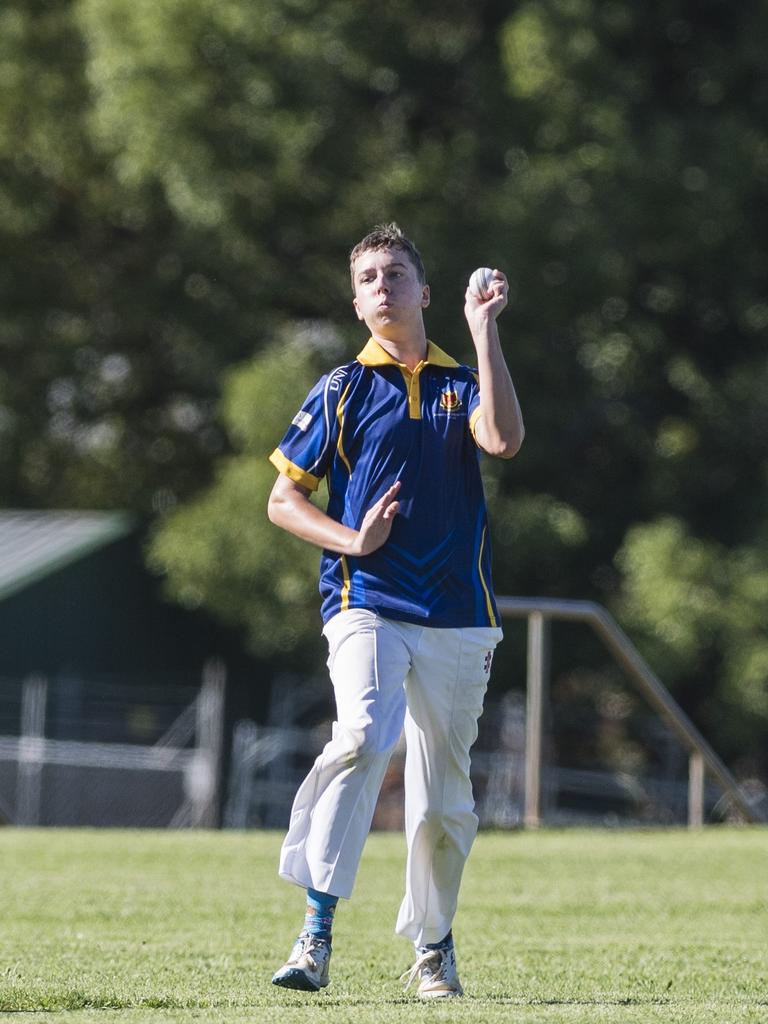 Daniel Skillington bowls for University. Picture: Kevin Farmer