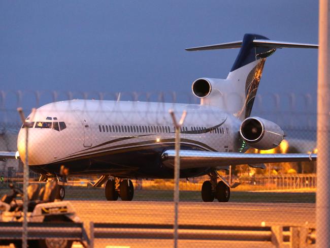 South African president Jacob Zuma arrived in Brisbane aboard this Boeing 727. The 727 first went into service in 1964 and the last one rolled off the assembly lines in 1984. It was a mainstay of airlines around the world in the 1970s and 1980s, including here in Australia with TAA and Ansett. Almost 200 are still in use around the globe. Picture: Peter Wallis