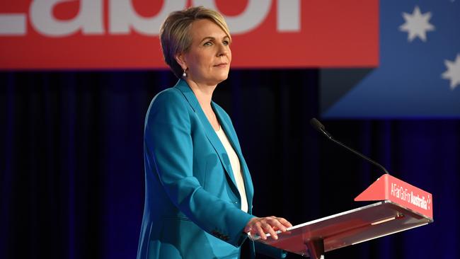 Shadow Employment Minister Tanya Plibersek delivers a speech at the Labor Party campaign launch for the 2019 Federal election at the Brisbane Convention Centre in Brisbane, Sunday, May 5, 2019. A Federal election will be held in Australian on Saturday May 18, 2019. (AAP Image/Lukas Coch) NO ARCHIVING