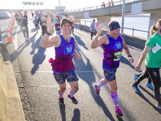 Run the Bridge Fun Run 2020 across Tasman Bridge. Picture: RICHARD JUPE