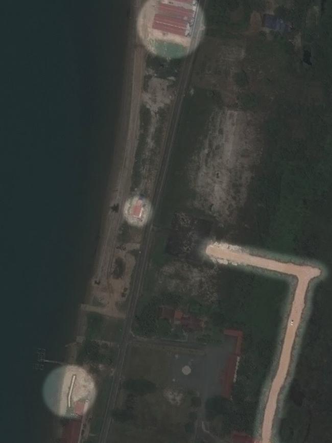 Construction at Ream Naval Base amid concerns that the new facilities are being built to facilitate a Chinese military presence in Cambodia. Satellite imagery: Maxar Technologies and Planet Labs