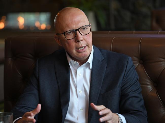 **EMBARGOED FOR THE SUNDAY MAIL 28 APRIL 2024** 23/4/2024: Federal  opposition leader Peter Dutton has a steak lunch with journalist Michael Madigan at the Eatons Hill Hotel, Brisbane pic: Lyndon Mechielsen/Courier Mail