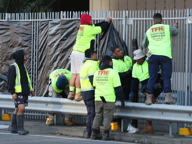 Teams prepare for the Land Forces expo in Docklands. Picture: David Crosling