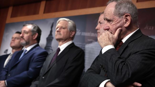 Sen. Jame Risch listens during a Senate Republican news conference in the US on March 9 to discuss the ongoing Iran nuclear talks and the United States' import of oil from Iran and Venezuela. Picture: Anna Moneymaker/Getty Images