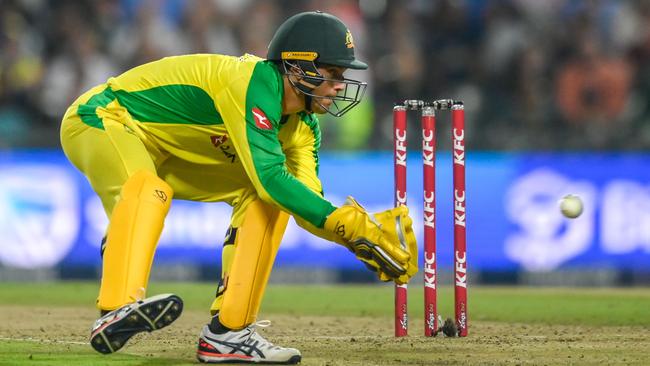 Australia’s Alex Carey in action against South Africa in a T20 international at The Wanderers in Johannesburg in February. Picture: AFP