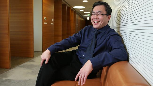 Damien Boey, Credit Suisse Australia equity strategist, at their offices in Sydney. Picture: Britta Campion