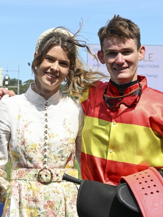 Trainer Sara Ryan and jockey Regan Bayliss after Attractable won the 2023 Big Dance. Picture: Bradley Photos