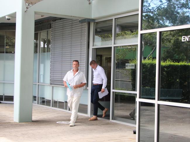 Jed Silvester (right) leaves court with his family.