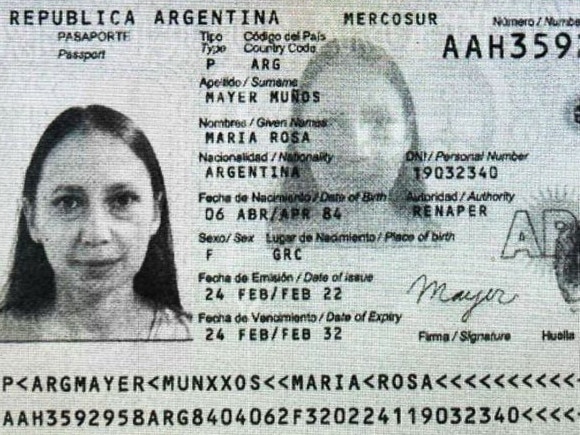 The passport of ‘Maria Rosa Mayer Muños .’