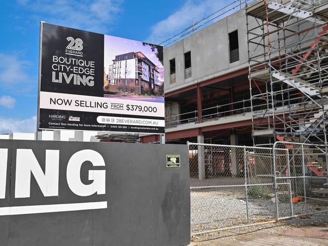 ADELAIDE, AUSTRALIA - NewsWire Photos FEBRUARY 2, 2023: Apartments under construction along Anzac Hwy in Adelaide. The number of total dwellings - including houses, apartments and townhouses - approved across the country rose 18.5 per cent in the last month of 2022. Picture: NCA NewsWire / Brenton Edwards