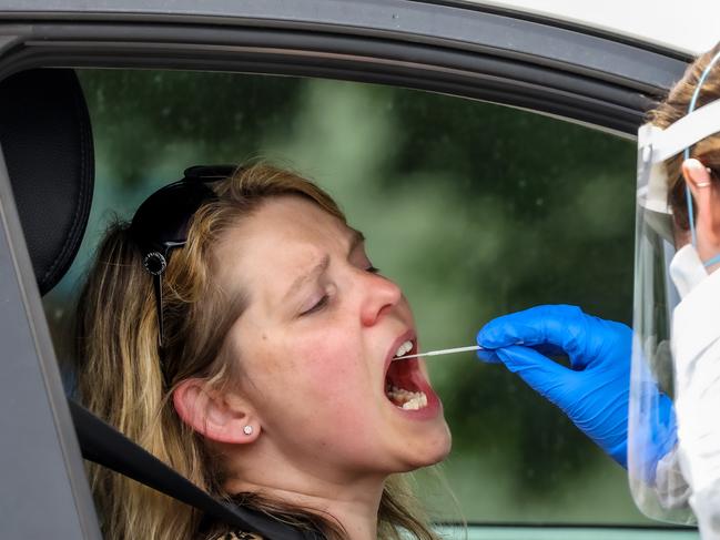 A woman is tested at Albert Park. Picture: Ian Currie