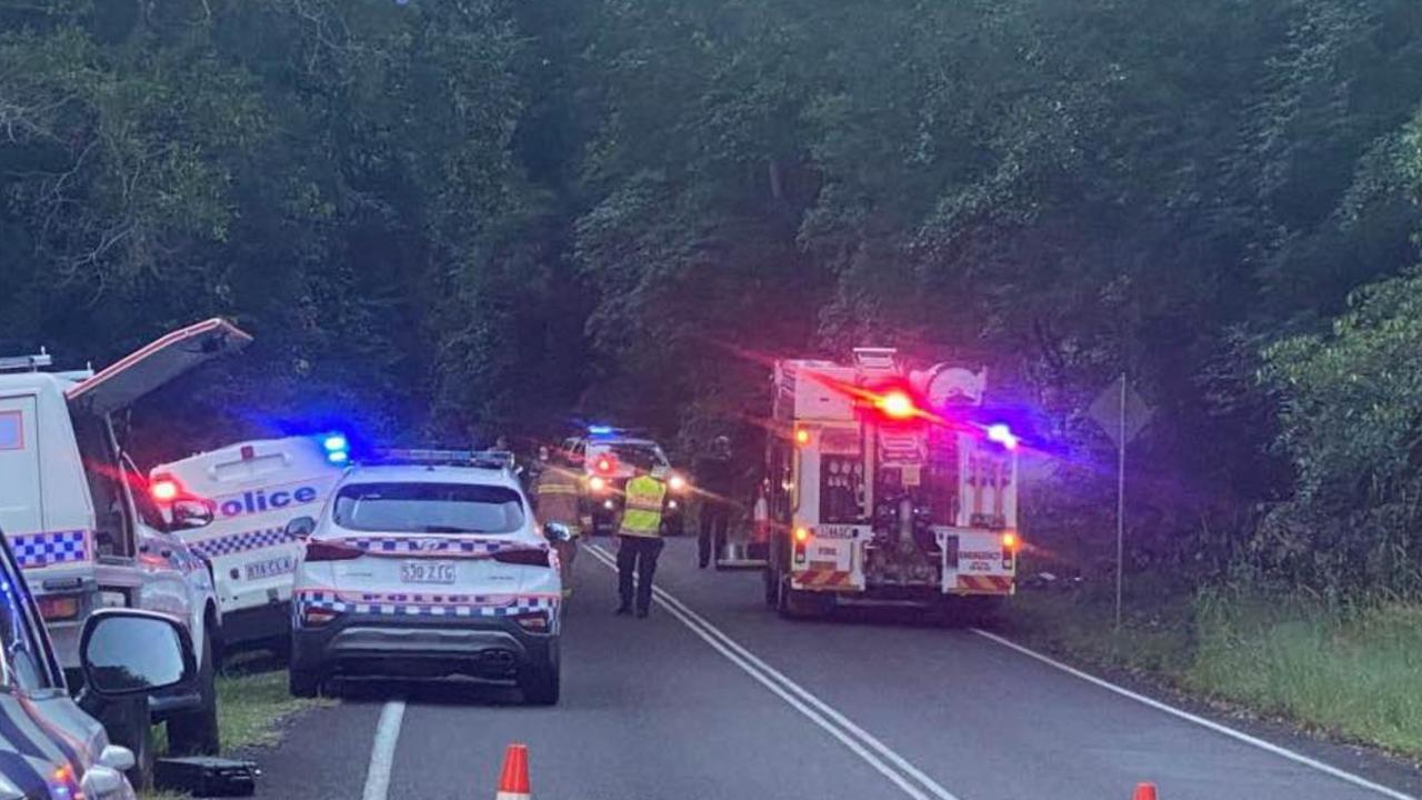 The scene of a fatal motorcycle crash on Lawnville Rd in Cooroy. Picture: Eddie Franklin