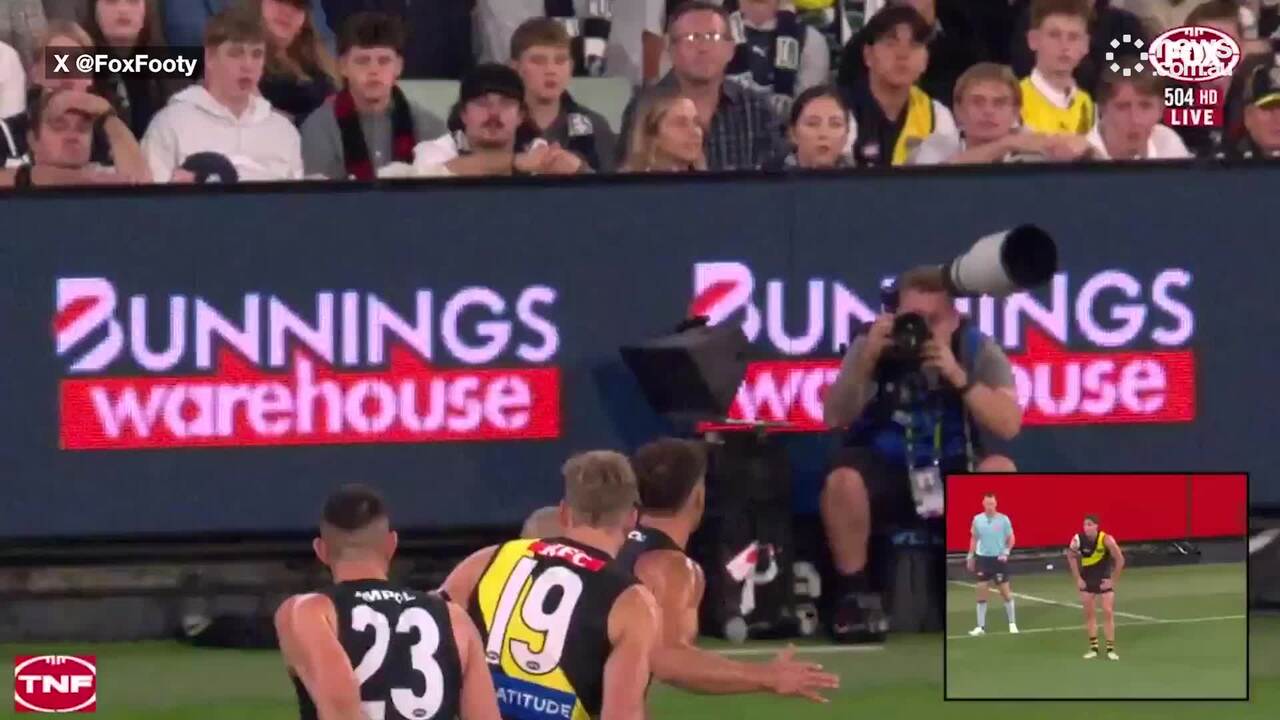 Richmond star in hot water over high shot on Carlton's Tom De Koning