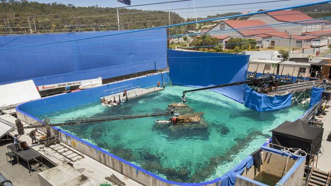 Village Roadshow Studios outdoor tank during filming on The Shallows Picture: Supplied courtesy Village Roadshow Studios.