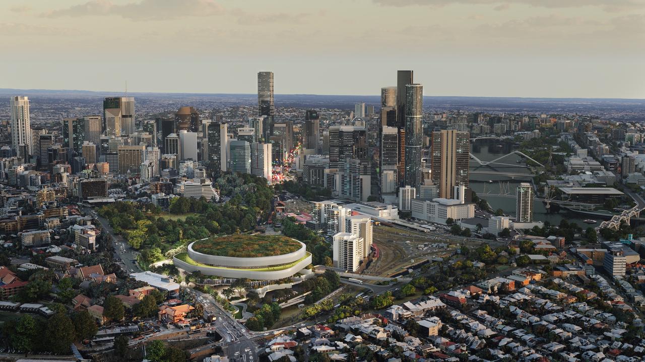 One of the proposals for the Brisbane Arena had it positioned close to Roma St Station and the Roma St Parklands. Photo: Supplied