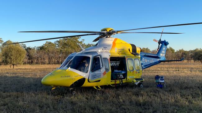 The Roma-based LifeFlight Surat Gas Aeromedical Service (SGAS) helicopter crew came to the aid of 74 people last Financial Year. Picture: Supplied.