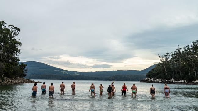 Taking a dip on the Wild Wellness Method walk with Tasmanian Walking Co. Picture: Chris Crerar