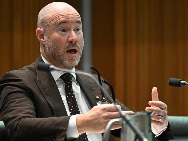 Former PwC Australia CEO Luke Sayers speaks during an inquiry hearing into Corporations and Financial Services at Australian Parliament House in Canberra, Friday, August 2, 2024. (AAP Image/Lukas Coch) NO ARCHIVING