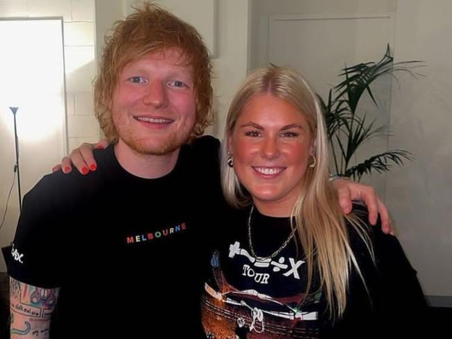 Brooke Warne with Ed Sheeran at the MCG.