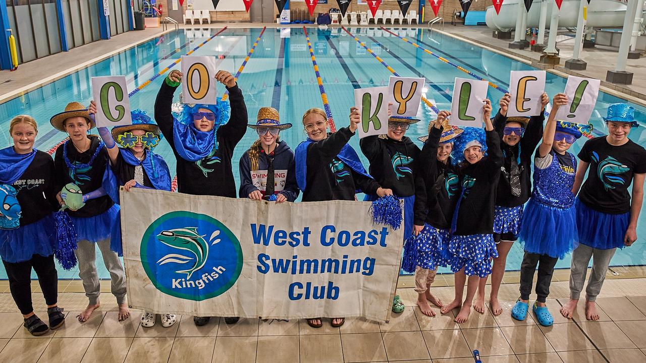 West Coast Swimming Club celebrating Kyle Chalmers’ silver medal at the Paris Olympics. Picture: Missing Link Media