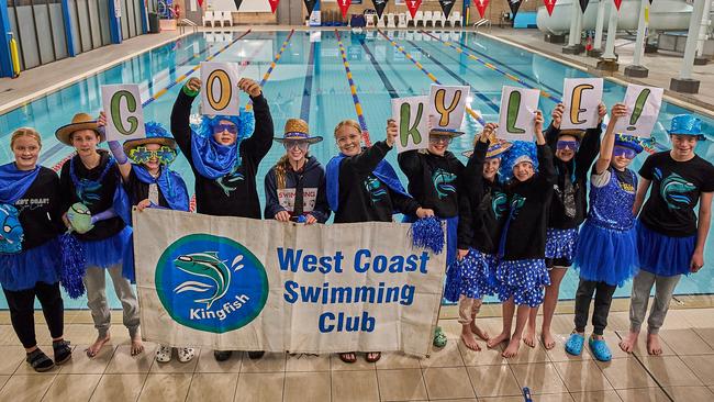 West Coast Swimming Club celebrating Kyle Chalmers’ silver medal at the Paris Olympics. Picture: Missing Link Media