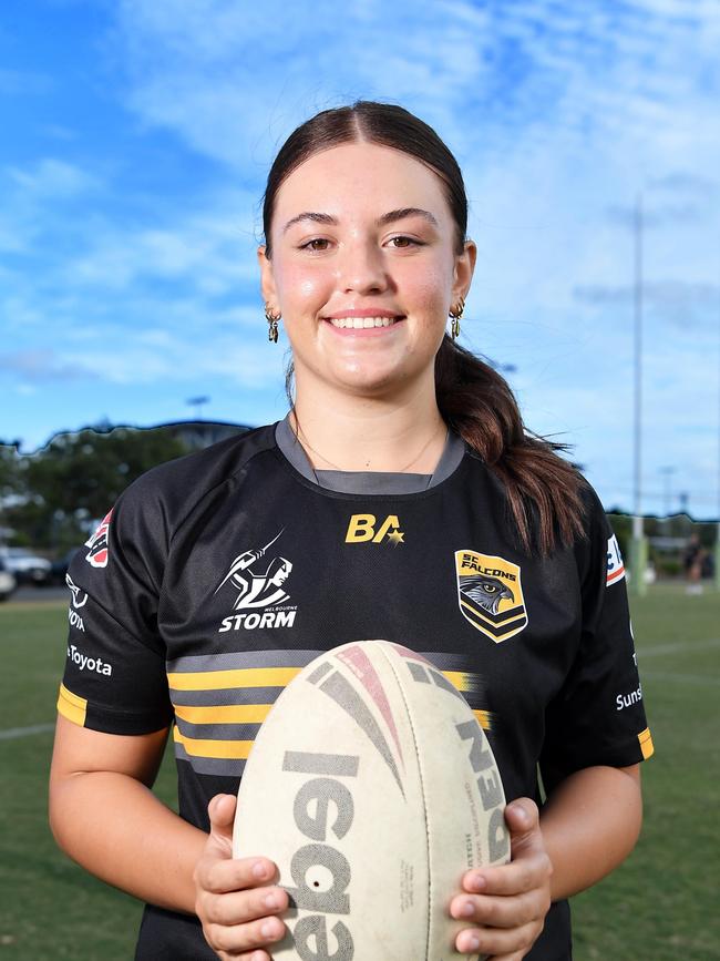 Sunshine Coast Falcons under-17s female talent Ace Pollock. Picture: Patrick Woods.