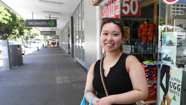 Kaho Okubo explaining her views on a cashless Cairns. Photo: Sandhya Ram.