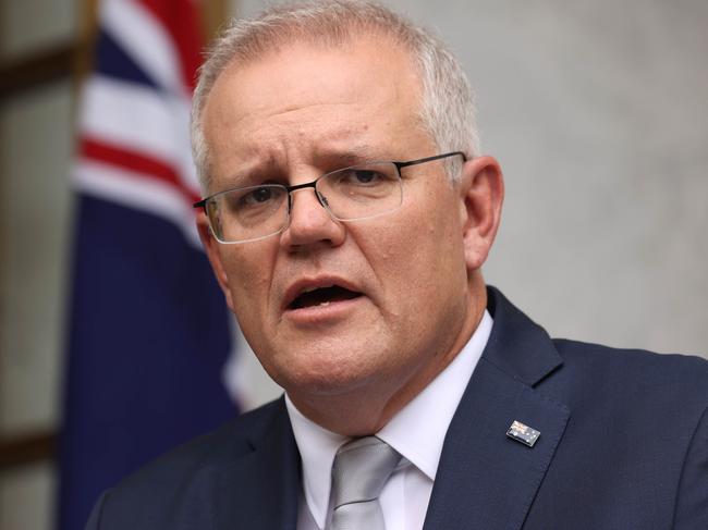 uCANBERRA, AUSTRALIA NewsWire Photos - MARCH 18 2021:  Prime Minister Scott Morrison during a press conference in Parliament House Canberra.Picture: NCA NewsWire / Gary Ramage