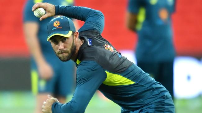 Glenn Maxwell trains ahead of Australia’s T20 clash against South Africa.