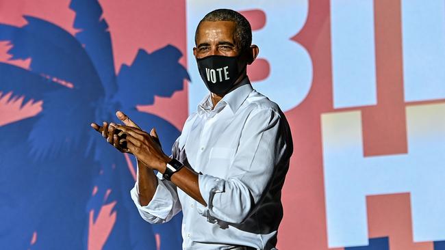 Barack Obama campaigns for Joe Biden in Miami, Florida, on November 2. Picture: AFP