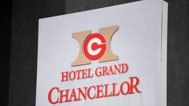 The Hotel Grand Chancellor in Spring Hill, Brisbane has been at the centre of an outbreak of the UK strain of COVID-19. Picture: NCA NewsWire/Dan Peled