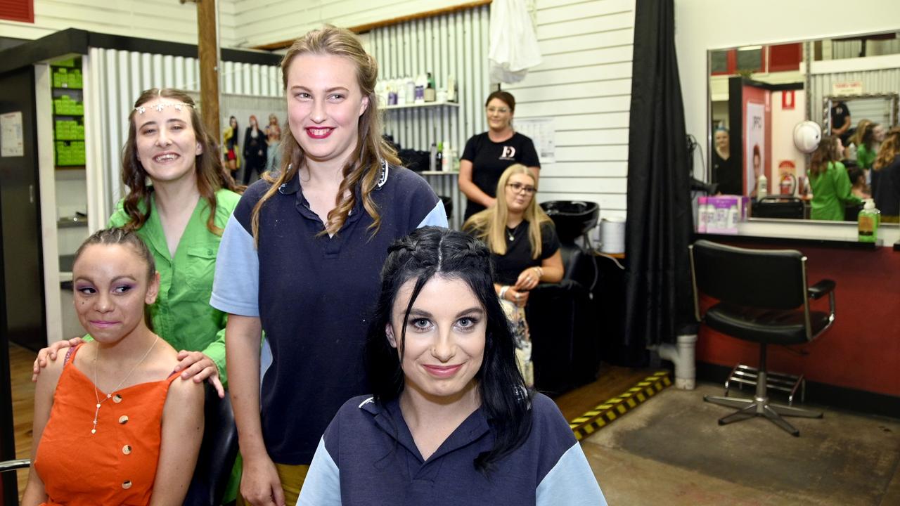 Students from Clifford Park Special School, who will have their senior formal tonight, have hair and make up done at Jazzy Lane. Back, left; Hermione Hensley, Anna-bellah Brown. Front; Monica Troutman and Krystina Carr.