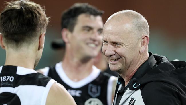 ‘They all ride the punches with us’, Ollie Wines says of Ken Hinkley and the Power coaches. Picture: Sarah Reed