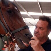 Trainer Frank Cleary with Catbird in 1998.