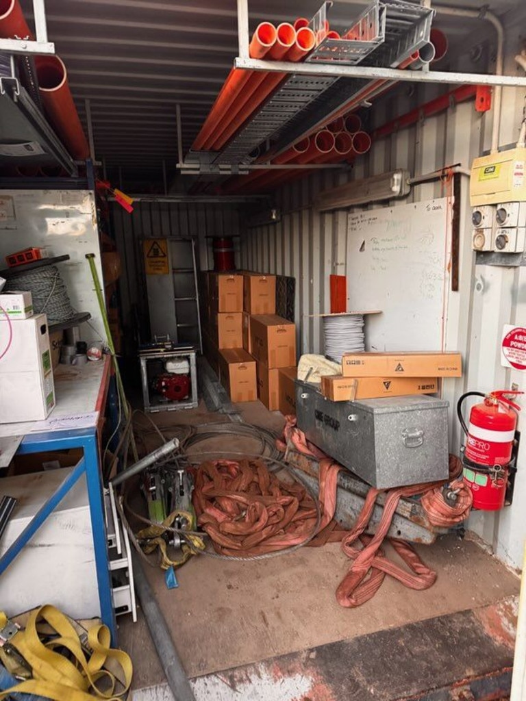 A shipping container full of lights, copper cables and equipment was struck by thieves at the Mannum Football Oval. Picture: Supplied